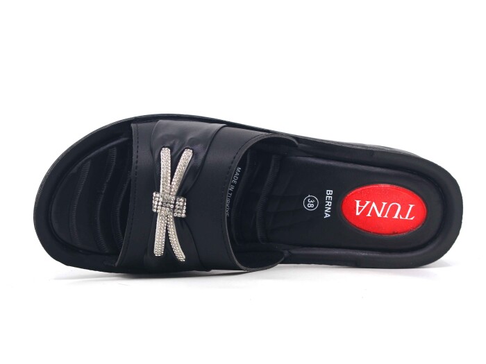 Tuna Zenne 007 Berna Pedli Poşetli Günlük Terlik Siyah - 2