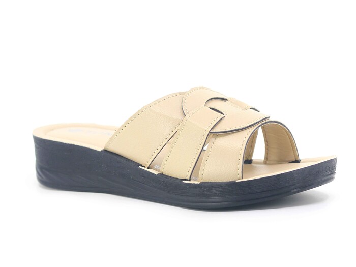 Tuna Zenne Geçmeli Berna Pedli Poşetli Günlük Terlik Bej - 1