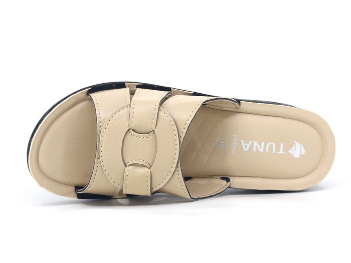 Tuna Zenne Geçmeli Berna Pedli Poşetli Günlük Terlik Bej - 2