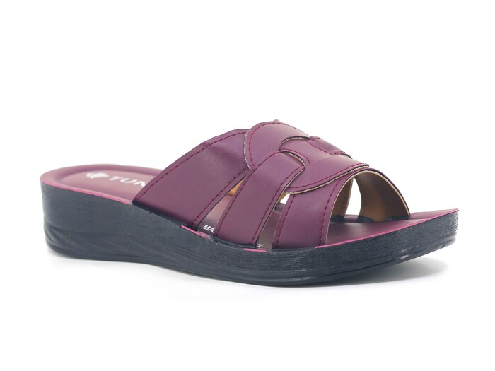 Tuna Zenne Geçmeli Berna Pedli Poşetli Günlük Terlik Bordo - 1