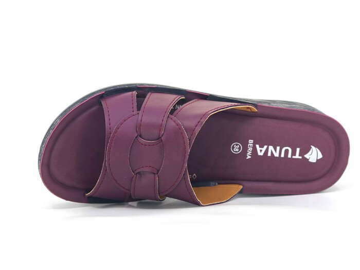 Tuna Zenne Geçmeli Berna Pedli Poşetli Günlük Terlik Bordo - 2