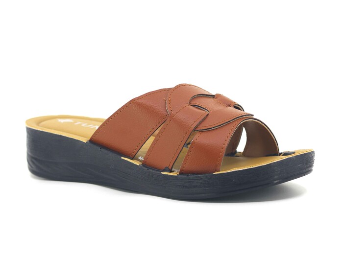 Tuna Zenne Geçmeli Berna Pedli Poşetli Günlük Terlik Taba - Tuna