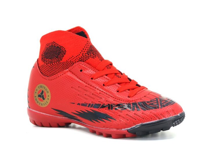 Twingo Filet 142 Çoraplı Halı Saha Ayakkabısı Kırmızı - Siyah - 1