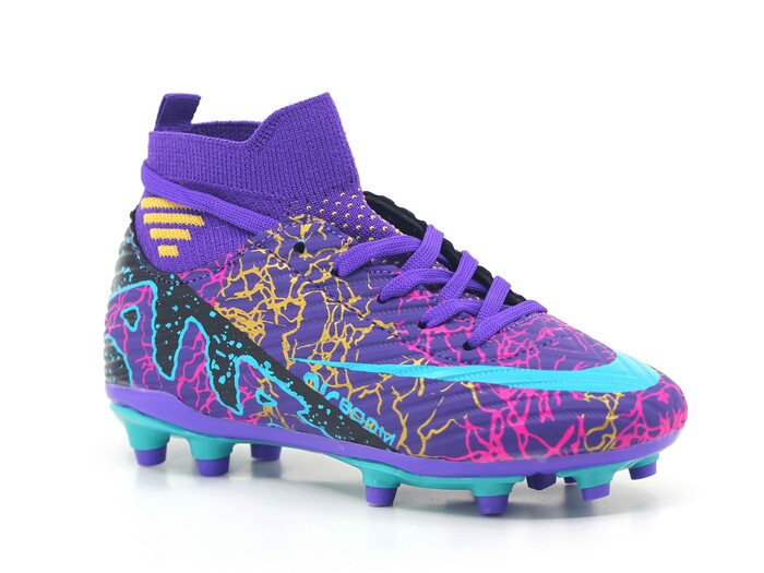 Twingo Filet 565 LaLiga Çoraplı Krampon Ayakkabı Mor - Turkuaz Desenli - 1