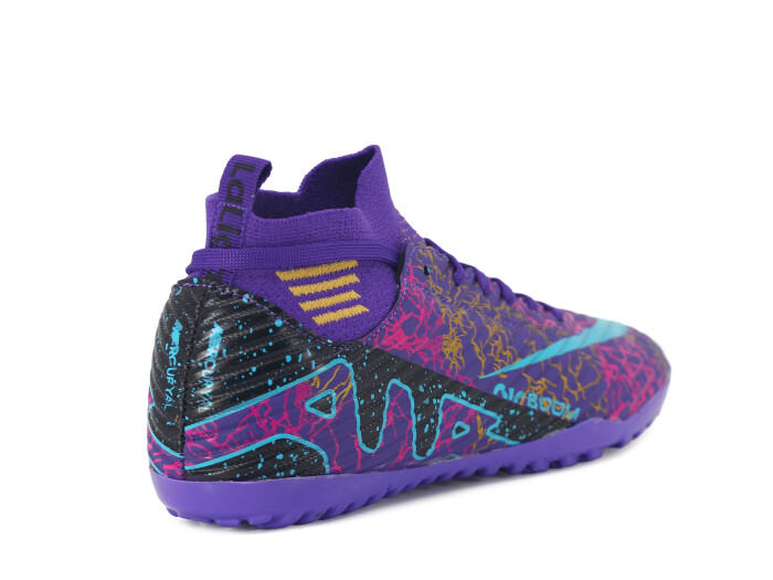 Twingo Garson 565 LaLiga Çoraplı Halı Saha Ayakkabısı Mor - Turkuaz Desenli - 3