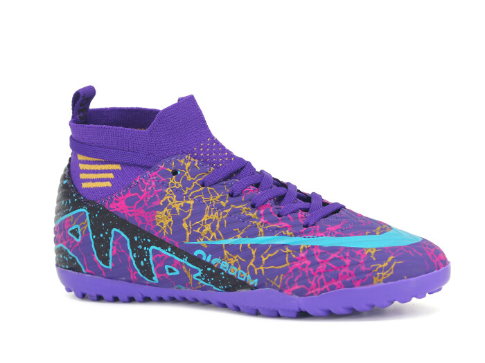 Twingo Garson 565 LaLiga Çoraplı Halı Saha Ayakkabısı Mor - Turkuaz Desenli - 1