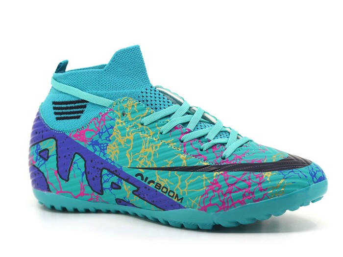 Twingo Garson 565 LaLiga Çoraplı Halı Saha Ayakkabısı Turkuaz - Mor Desenli - Twingo