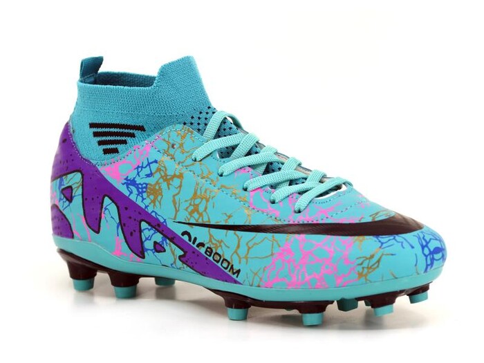 Twingo Garson 565 LaLiga Çoraplı Krampon Ayakkabı Turkuaz - Mor Desenli - Twingo