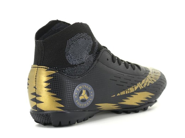 Twingo Merdane 142 Çoraplı Halı Saha Ayakkabısı Siyah - Altın - Thumbnail