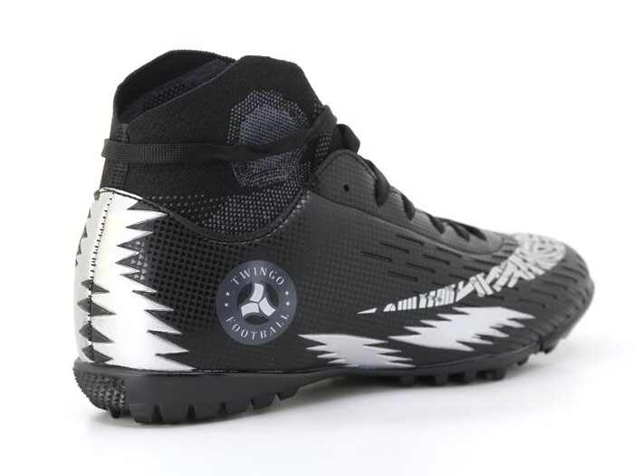 Twingo Merdane 142 Çoraplı Halı Saha Ayakkabısı Siyah - Gümüş - Thumbnail