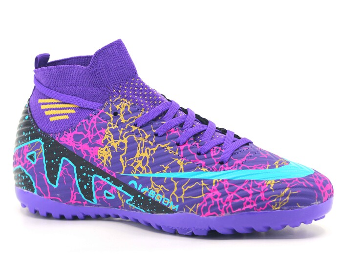 Twingo Merdane 565 LaLiga Çoraplı Halı Saha Ayakkabısı Mor - Turkuaz Desenli - Twingo