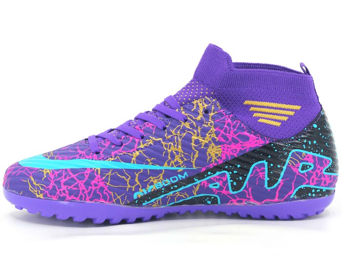 Twingo Merdane 565 LaLiga Çoraplı Halı Saha Ayakkabısı Mor - Turkuaz Desenli - Twingo (1)