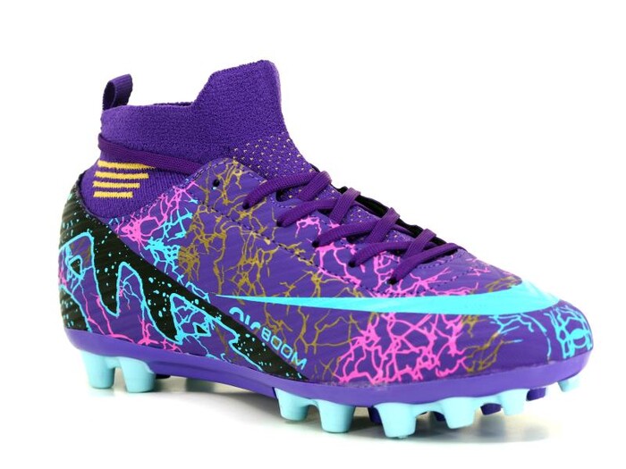 Twingo Merdane 565 LaLiga Çoraplı Krampon Ayakkabı Mor - Turkuaz Desenli - Twingo