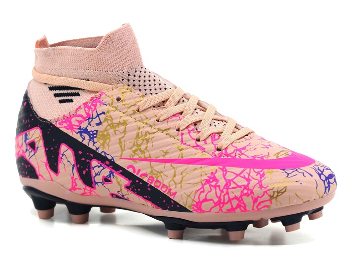 Twingo Merdane 565 LaLiga Çoraplı Krampon Ayakkabı Somon - Siyah Desenli - Twingo