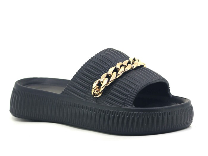 Twingo Zenne 292 Zincirli Havlu Poşetli Lux Eva Terlik Siyah - 1