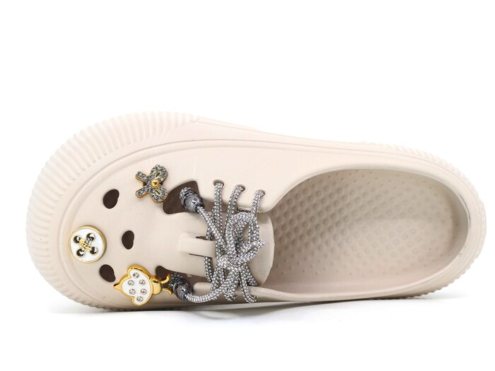 Twingo Zenne 3404 Bağcıklı Taşlı Eva Babet Ayakkabı Ekru - Twingo (1)