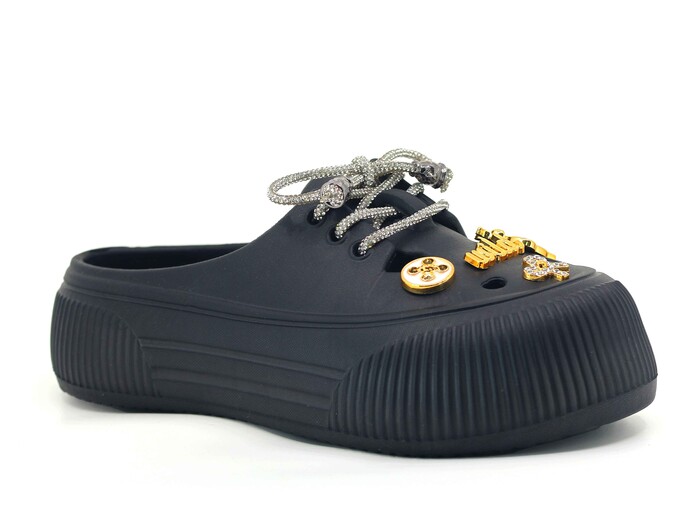 Twingo Zenne 3404 Bağcıklı Taşlı Eva Babet Ayakkabı Siyah - Twingo