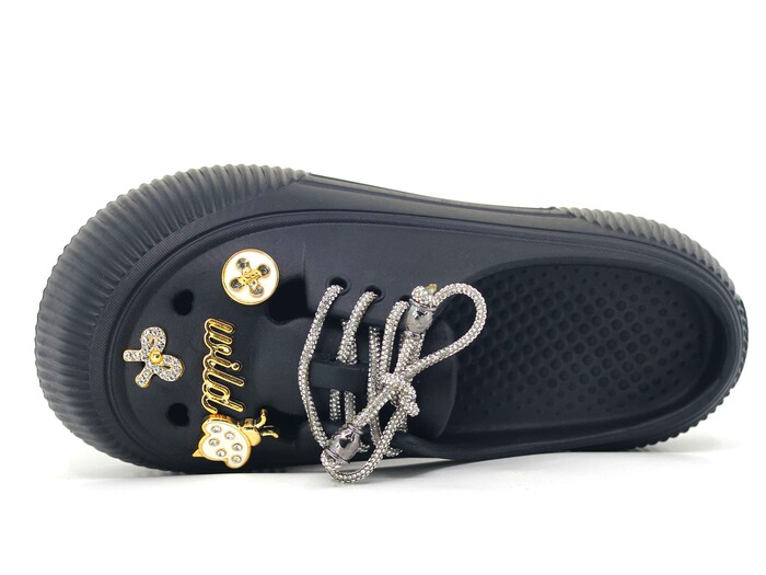 Twingo Zenne 3404 Bağcıklı Taşlı Eva Babet Ayakkabı Siyah - 2