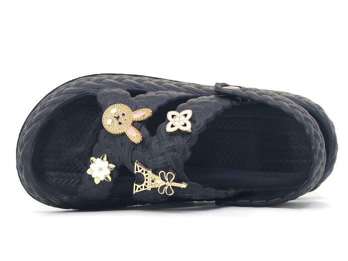 Twingo Zenne 804 Taşlı Örgülü Eva Sandalet Siyah - 2