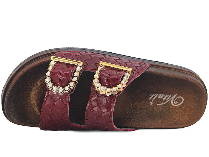 Vitali Zenne Toya Hasır Çift Toka Kutulu Günlük Terlik Bordo - Vitali (1)