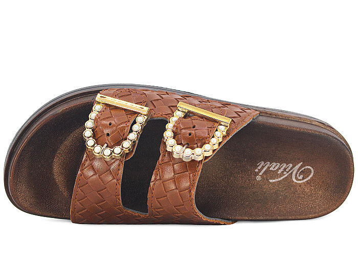 Vitali Zenne Toya Hasır Çift Toka Kutulu Günlük Terlik Taba - Vitali (1)