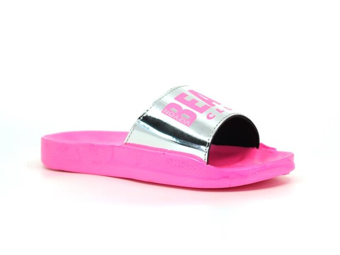 Vizyon Filet 519 Beach Florasan Renkli Taban Günlük Terlik Gümüş - Pembe 