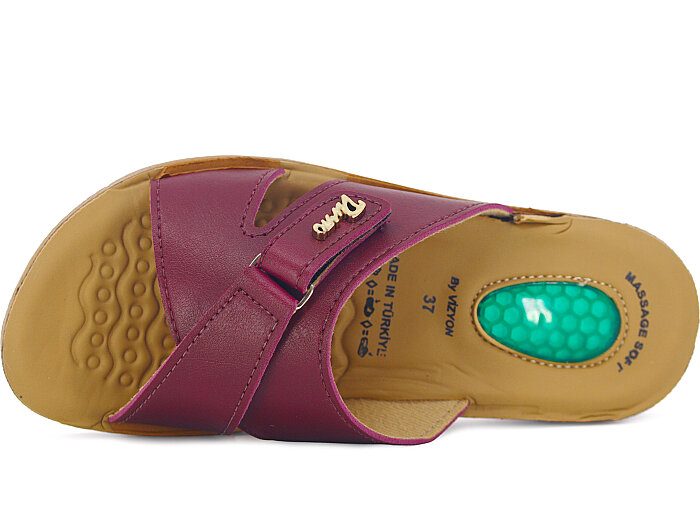 Vizyon Zenne 4508 Jelli Çapraz Cırtlı Poşetli Günlük Terlik Bordo - Camel - Vizyon (1)