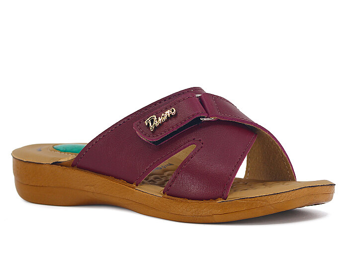Vizyon Zenne 4508 Jelli Çapraz Cırtlı Poşetli Günlük Terlik Bordo - Camel - Vizyon