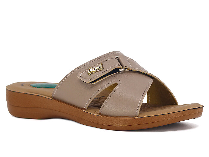 Vizyon Zenne 4508 Jelli Çapraz Cırtlı Poşetli Günlük Terlik Vizon - Camel - 1