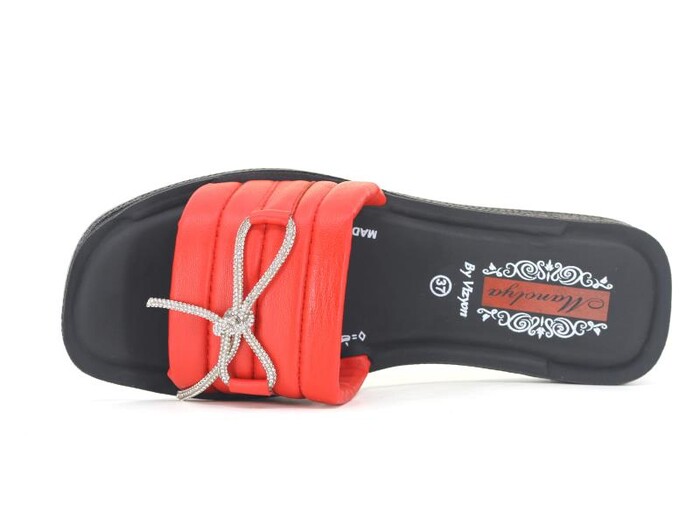 Vizyon Zenne 4703 Taşlı Pedli Poşetli Günlük Terlik Kırmızı - 2