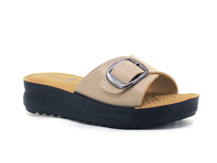 Vizyon Zenne 5502 Simge Tek Toka Pedli Kutulu Günlük Terlik Vizon - 1