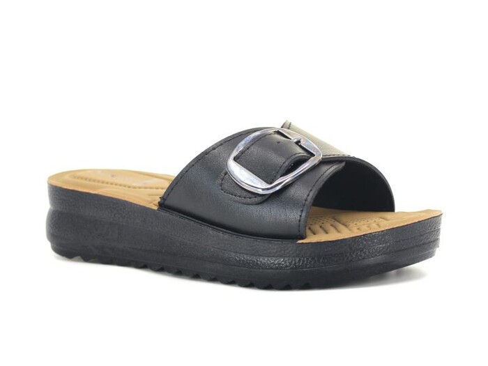 Vizyon Zenne 5502 Simge Tek Toka Pedli Kutulu Günlük Terlik Siyah - Vizyon