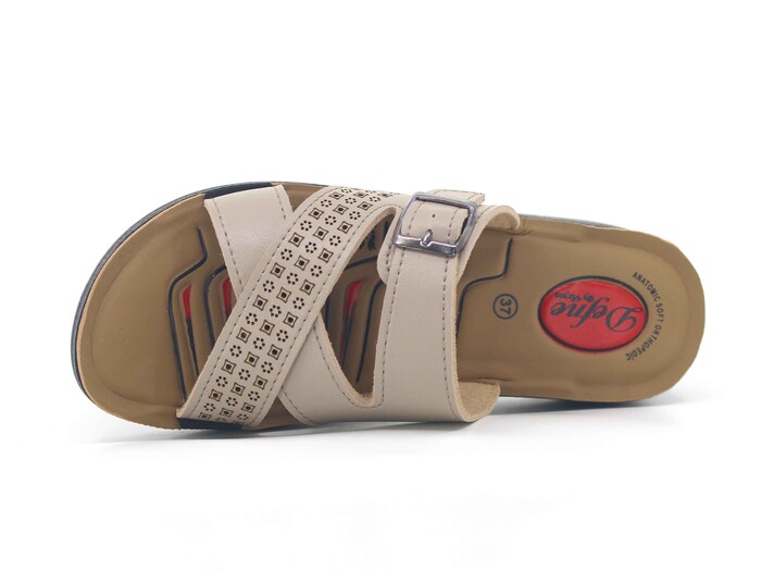 Vizyon Zenne 5513 Simge Çapraz Toka Pedli Kutulu Günlük Terlik Vizon - 2