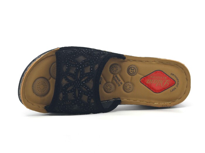 Vizyon Zenne 5716 Nakışlı Pedli Süzekli Kutulu Günlük Terlik Siyah - 2