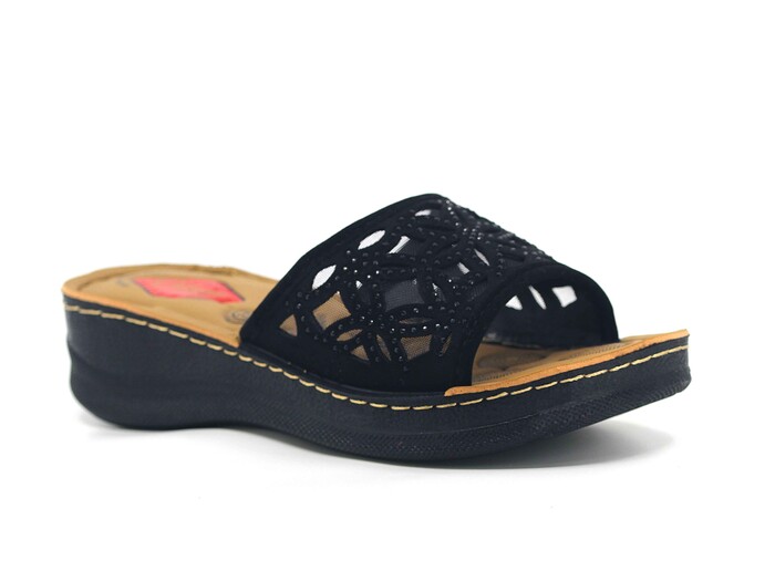 Vizyon Zenne 5716 Nakışlı Pedli Süzekli Kutulu Günlük Terlik Siyah - Vizyon