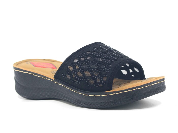 Vizyon Zenne 5718 Nakışlı Pedli Süzekli Kutulu Günlük Terlik Siyah - 1