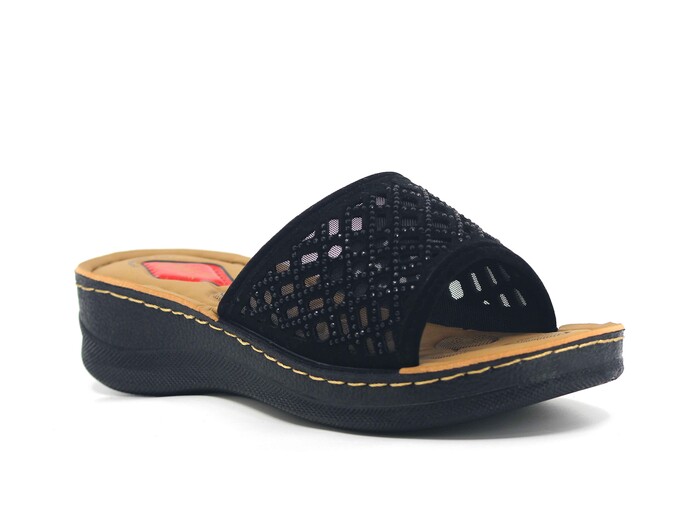 Vizyon Zenne 5719 Nakışlı Pedli Süzekli Kutulu Günlük Terlik Siyah - Vizyon