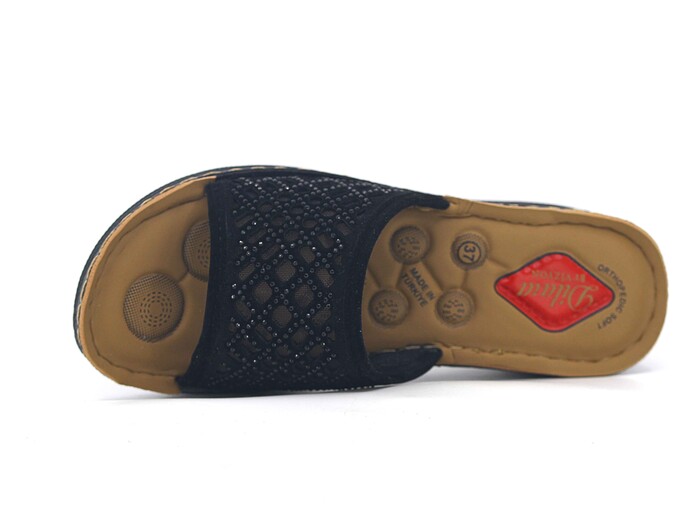 Vizyon Zenne 5719 Nakışlı Pedli Süzekli Kutulu Günlük Terlik Siyah - Vizyon (1)