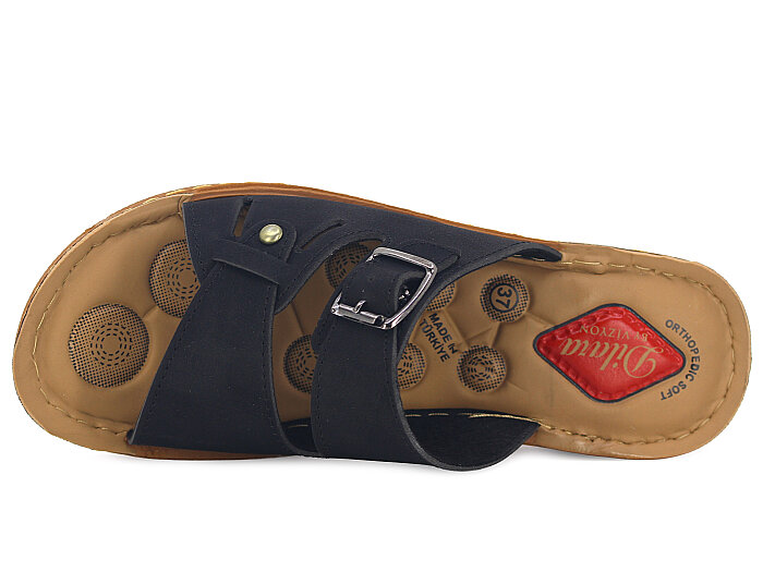 Vizyon Zenne 5723 Dilara Çift Toka Topuklu Pedli Kutulu Günlük Terlik Siyah - Vizyon (1)