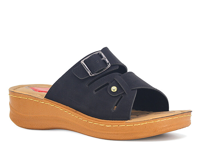 Vizyon Zenne 5723 Dilara Çift Toka Topuklu Pedli Kutulu Günlük Terlik Siyah 