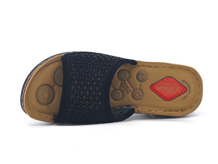 Vizyon Zenne 5732 Nakışlı Pedli Süzekli Kutulu Günlük Terlik Siyah - 2