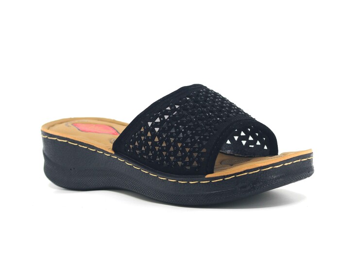 Vizyon Zenne 5732 Nakışlı Pedli Süzekli Kutulu Günlük Terlik Siyah - Vizyon