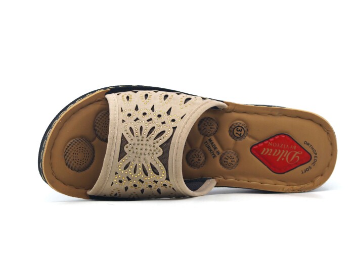 Vizyon Zenne 5742 Pedli Kutulu Günlük Terlik Bej - Vizyon (1)