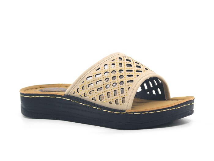 Vizyon Zenne 5816 Mekval Süzekli Pedli Kutulu Günlük Terlik Bej - 1