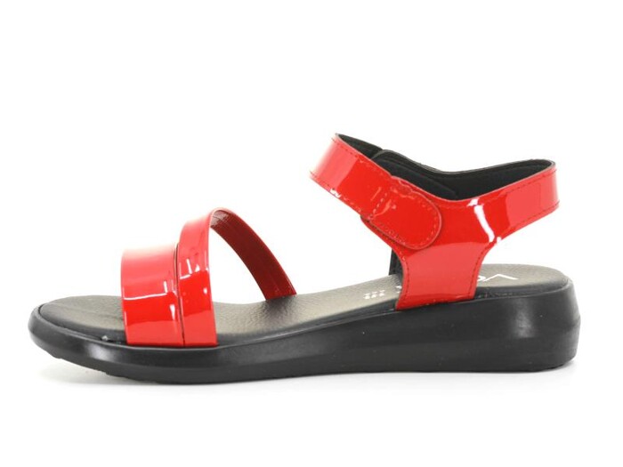 Voga Zenne 1300-154 Kutulu Sandalet Kırmızı Rugan - Thumbnail