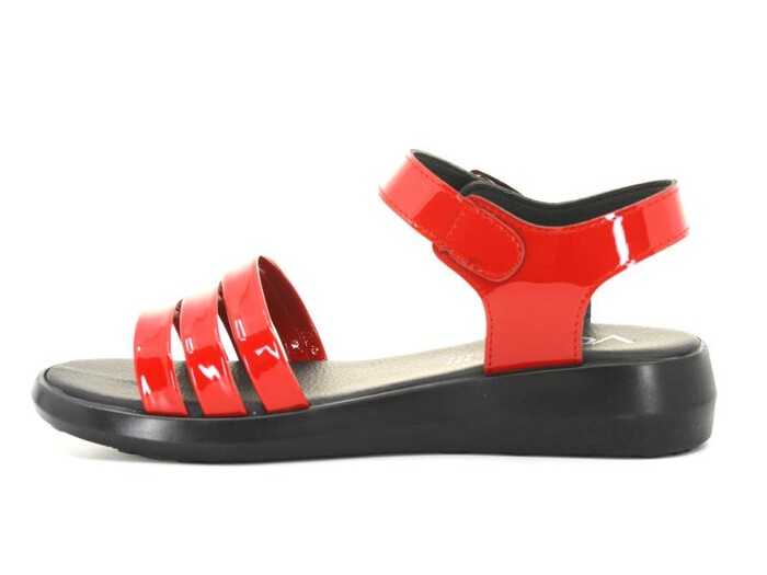 Voga Zenne 1300-158 Kutulu Üç Bant Sandalet Kırmızı Rugan - Thumbnail