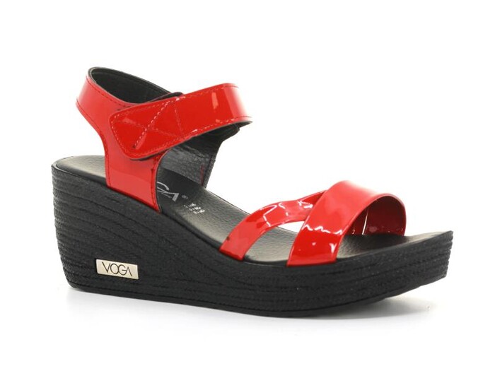Voga Zenne 2000-154 Kutulu Sandalet Kırmızı Rugan - 1