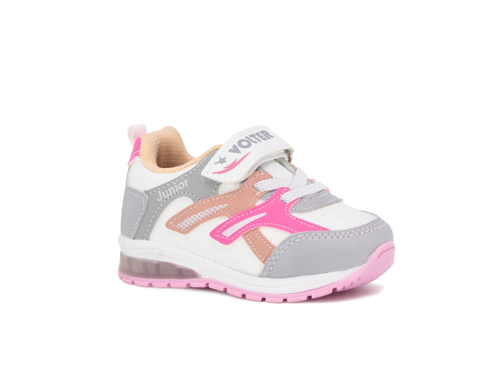 Volter Bebe 117 Işıklı Cilt Spor Ayakkabı Beyaz - Pembe - 1
