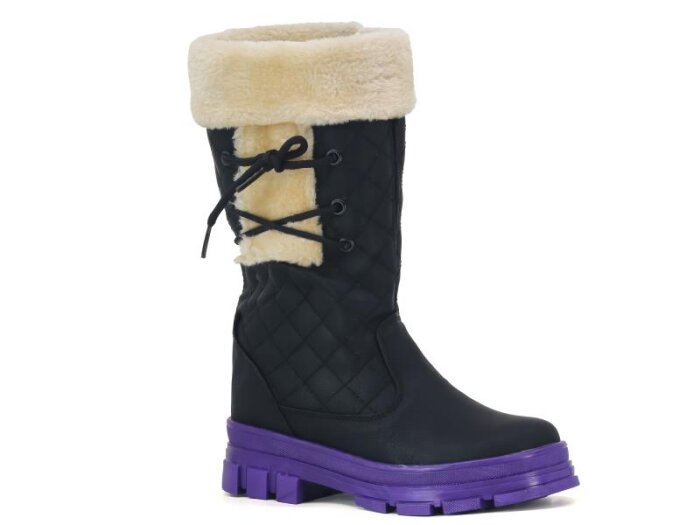 Walking Rota Filet 021 Uzun Çizme Siyah - Bej - Mor - 1