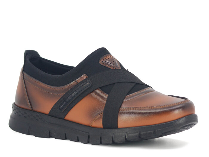 Wanetti Zenne 132 Atom Babet Streçli Poli Cilt Anne Ayakkabısı Taba - Wanetti